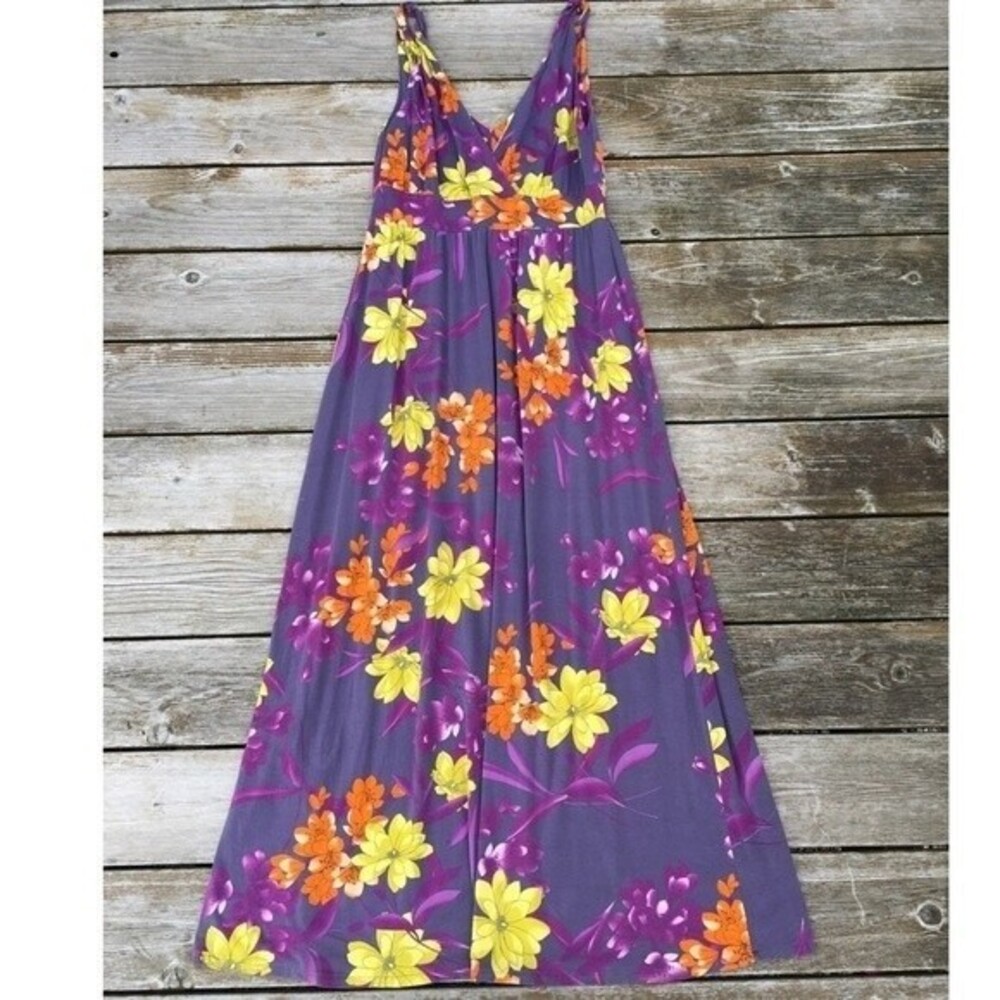 Garnet Hill Long Surplice Knot Floral Maxi Dress M - Picture 4 of 12